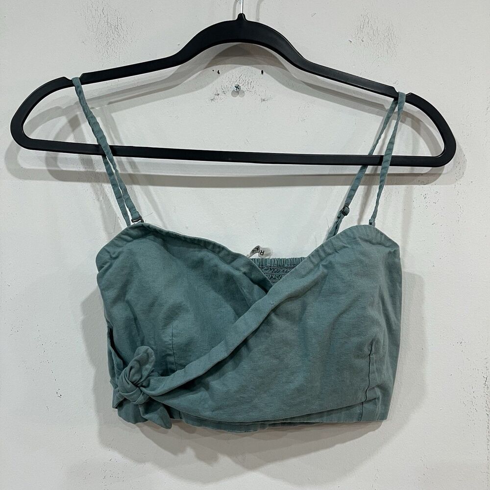 Roxy Cotton Linen Blend Wrap Tie Crop Top Size Small Juniors Summer Cami Tank